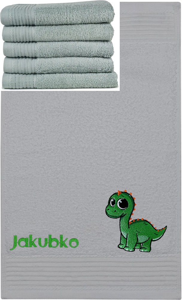 Personalizovateľný vyšívaný motív detský uterák, výšivka DINO